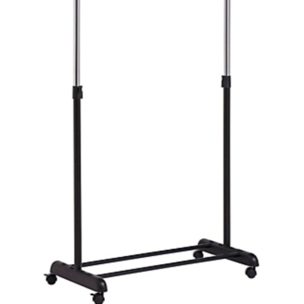50-Inch Expandable Rolling Garment Rack in Black/Chrome